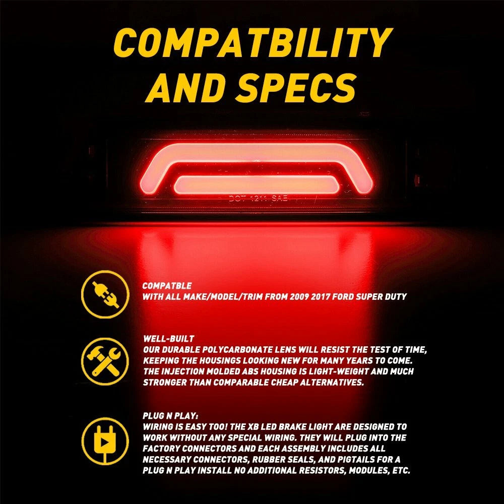 Black Smoked LED Third Brake Light for F250 F350 F450 F550 (1999–2015)