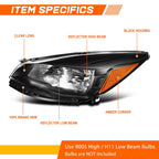 Headlight for Ford Escape (2013–2016) Black Housing Amber Corner