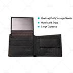 Set of 2 Cowhide Leather Wallets with Coin Purse & Card Slots