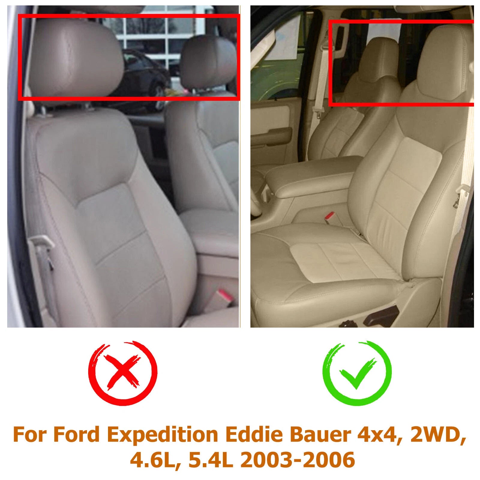 Driver Bottom Seat Cover for Ford Expedition (2003–2006) Tan Perforated