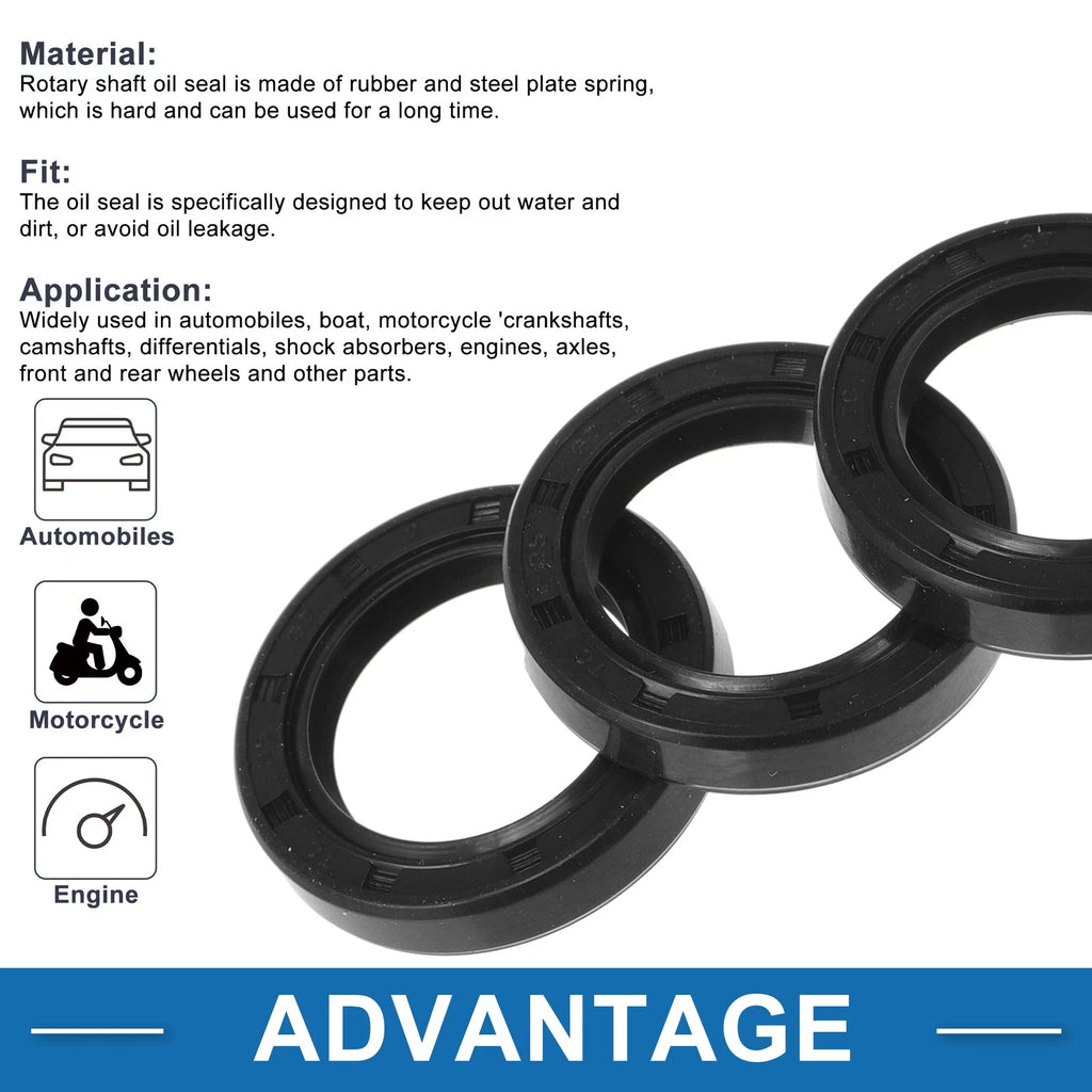 Set of 5 Oil Seal Rotary Shaft Seal for Universal Applications (25x37x7mm)