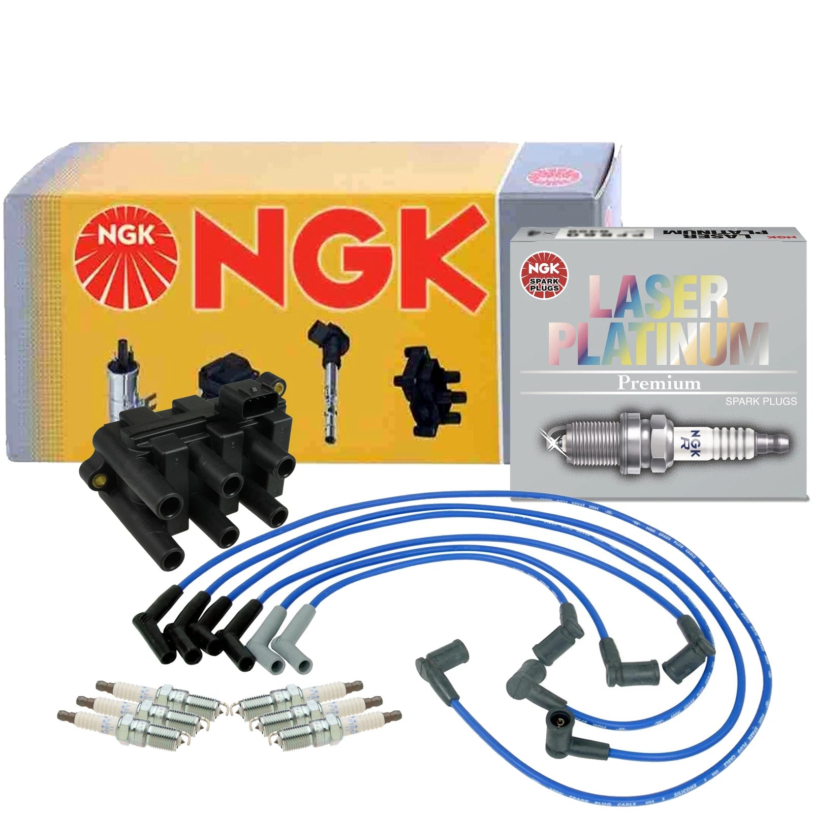 NGK DIS Ignition Coil Wires & 6 Laser Platinum Spark Plugs Kit for B3000 Ranger (1994–2009)