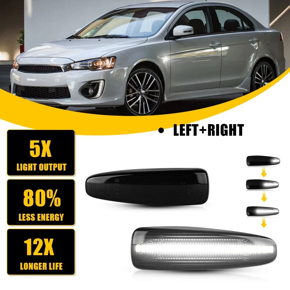 Pair Fender Lamp Side Marker Signal Light Smoked Lens for Mitsubishi Lancer (2008–2017)