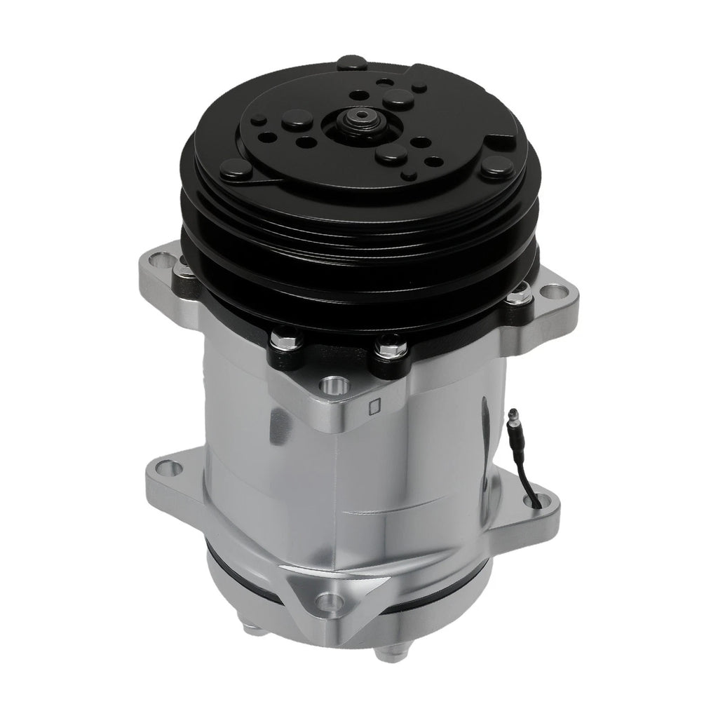 A/C Compressor with 2-Groove Pulley & Clutch for Sanden 508 (12V Chrome)