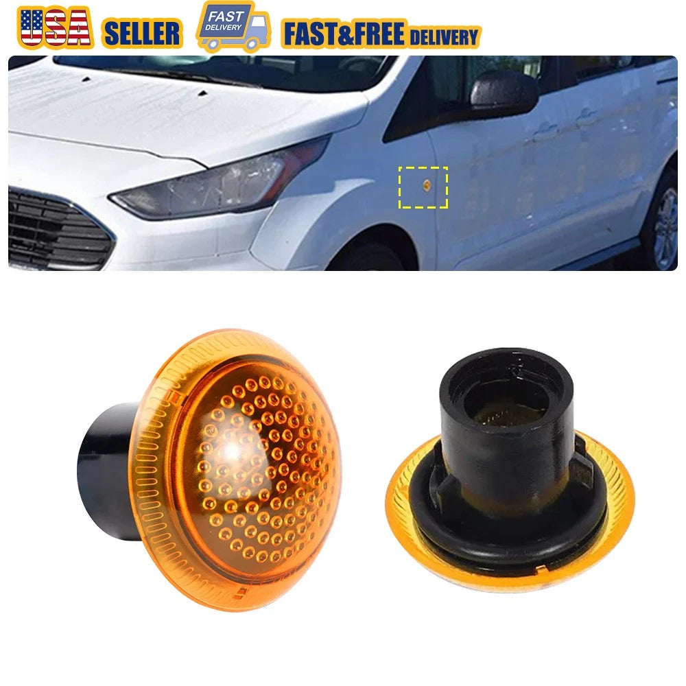 2X Amber Side Marker Repeater Light Housing for Ford Transit Connect (2010–2021)