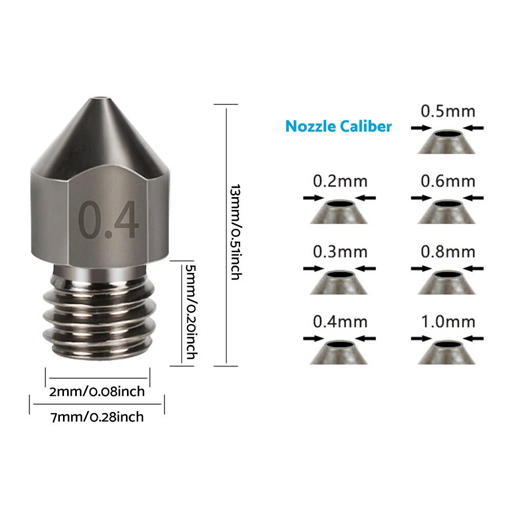 10Pcs Hardened Steel Nozzle for Creality CR-10 Ender 3 Pro 5 Series