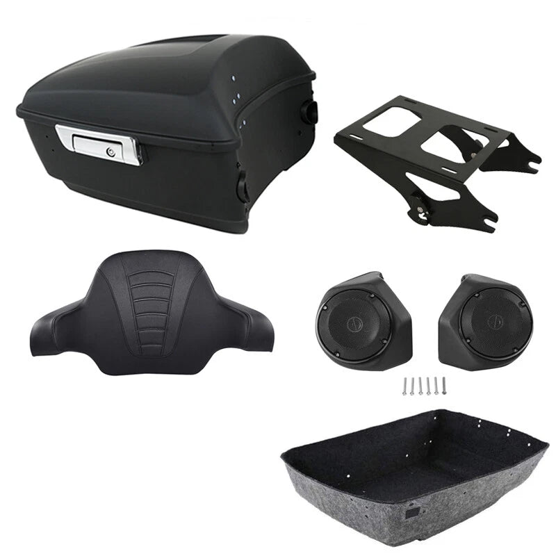 Matte Black Trunk Speakers Pad Mount Rack for Harley Touring (2014–2026)