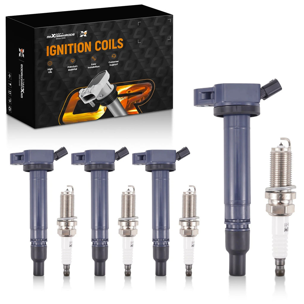 Set of 4 Ignition Coils + 4 Spark Plugs for Toyota 4Runner, Camry, FJ Cruiser
