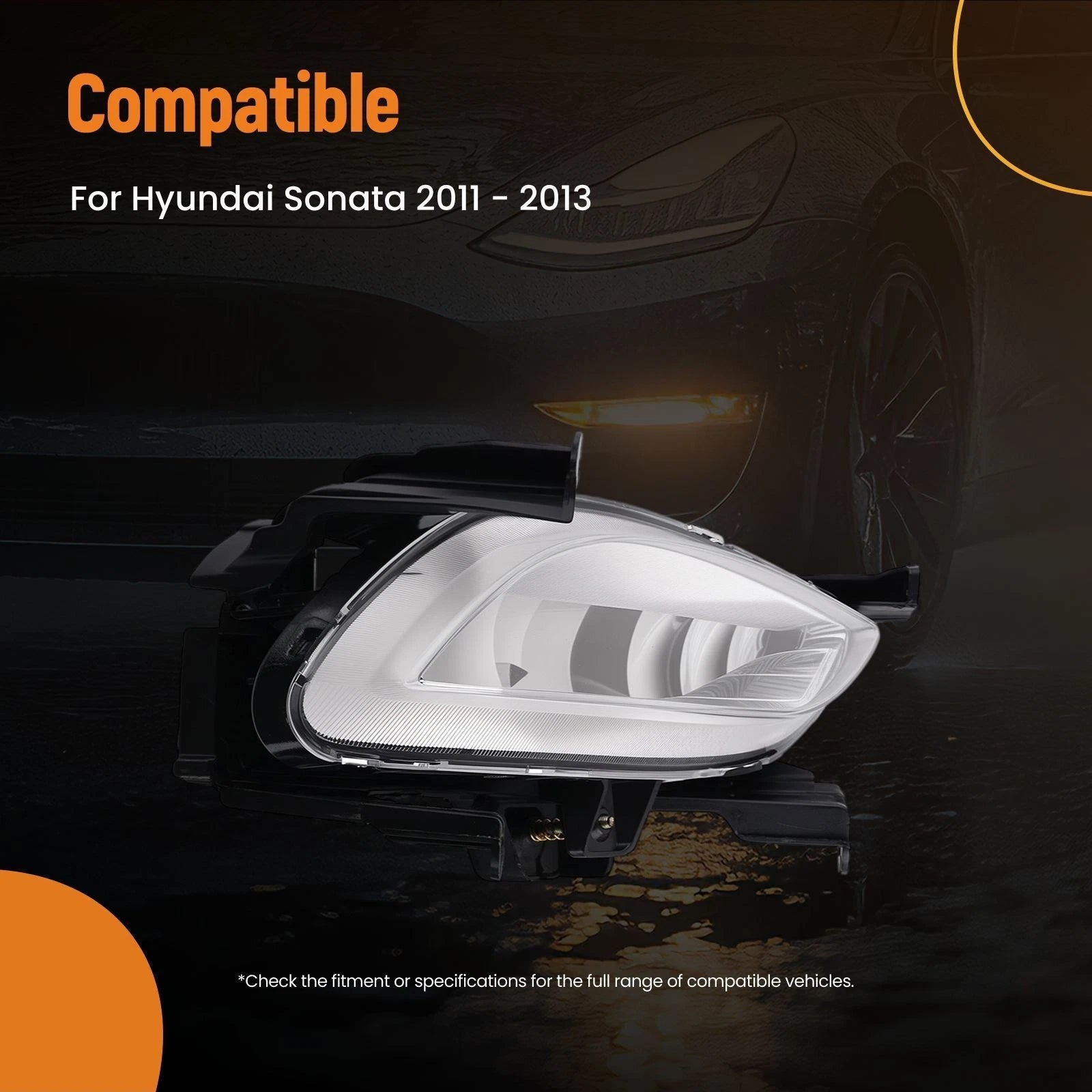 Front Bumper Fog Lights for Hyundai Sonata (2011–2013) - Clear Lamp