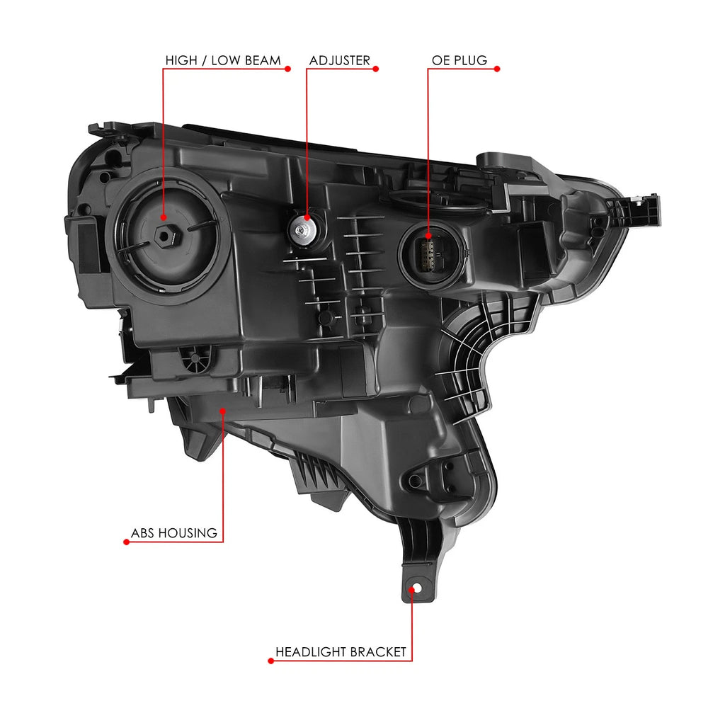 Projector Headlight Driver Left for GMC Terrain (2018–2021) - Black Housing, Amber Corner