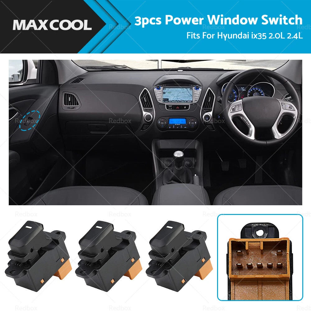Set of 3 Passenger Side Window Switches for Hyundai IX35 Santa Fe Sport (2013–2019)