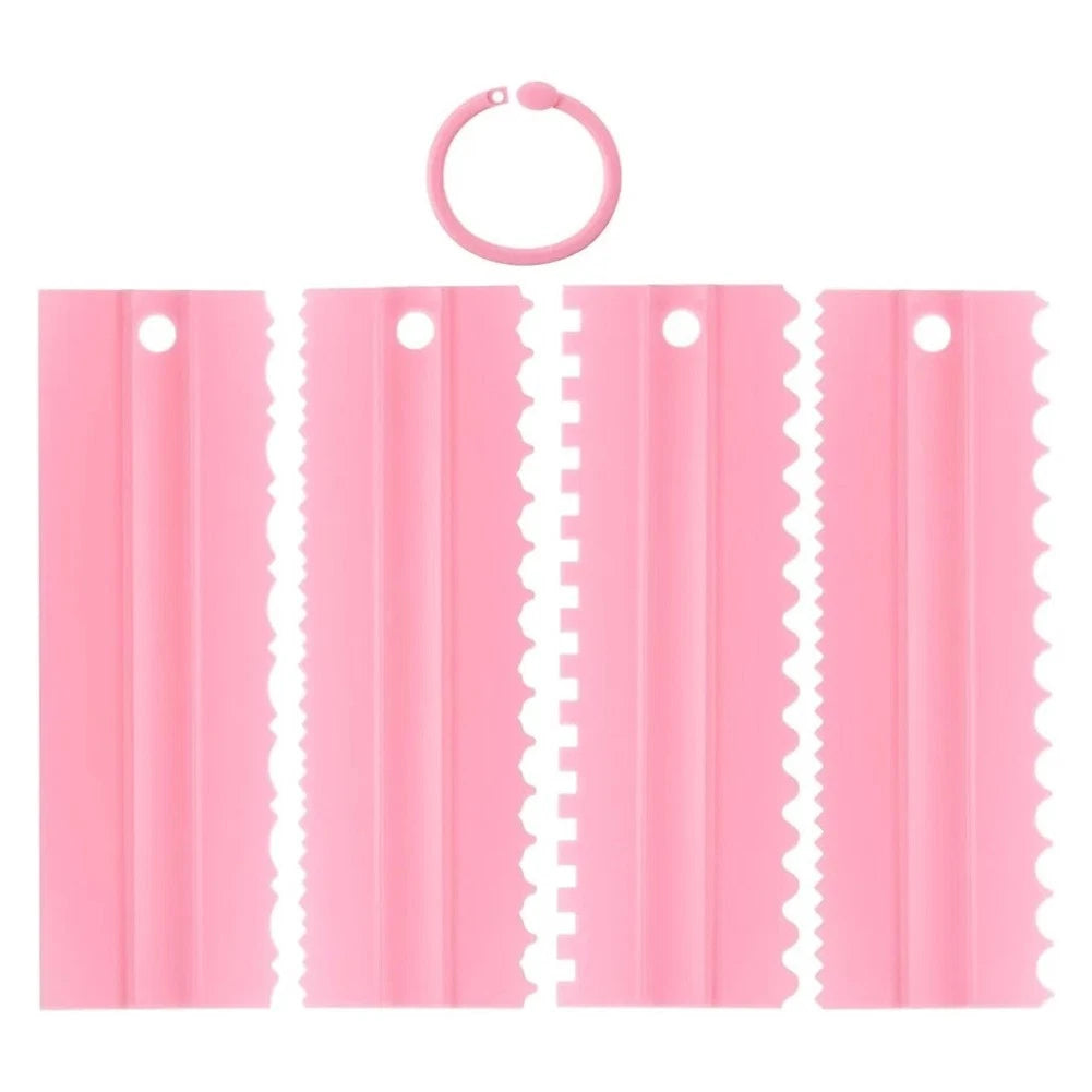 Set of 4 ABS Plastic Cake Scrapers for Smooth Fondant Finishing