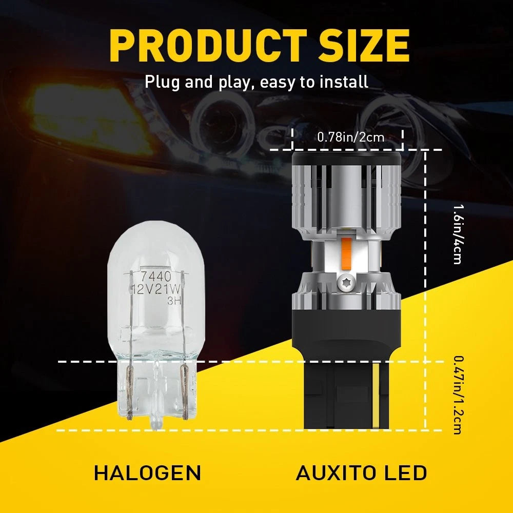 2X 7440 Amber LED Turn Signal Bulbs for