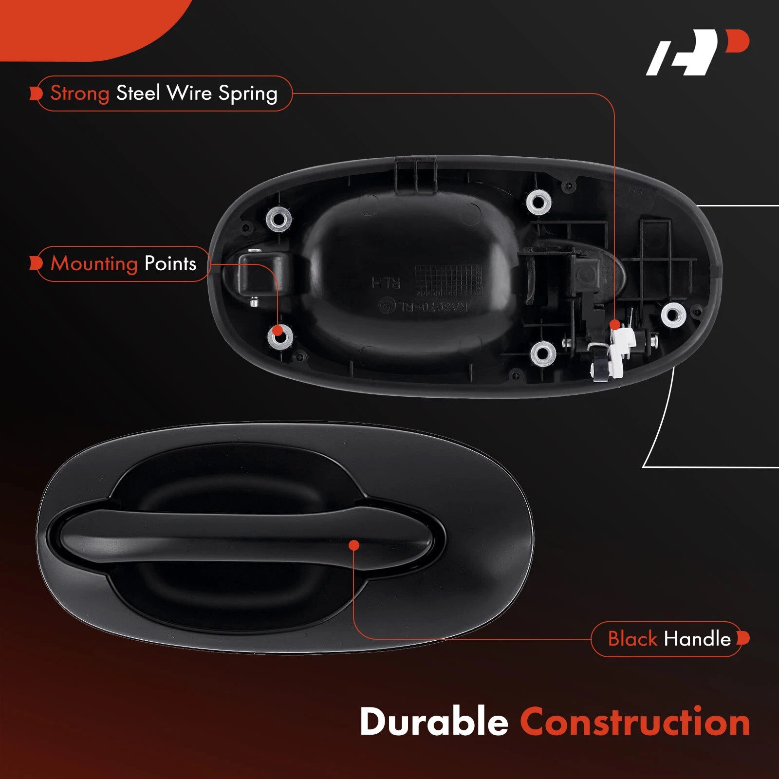 Left Black Exterior Door Handle for Kia Sedona (2002–2005)
