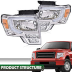 LED Corner Headlights for Ford F-150 (2009–2014) Chrome Housing