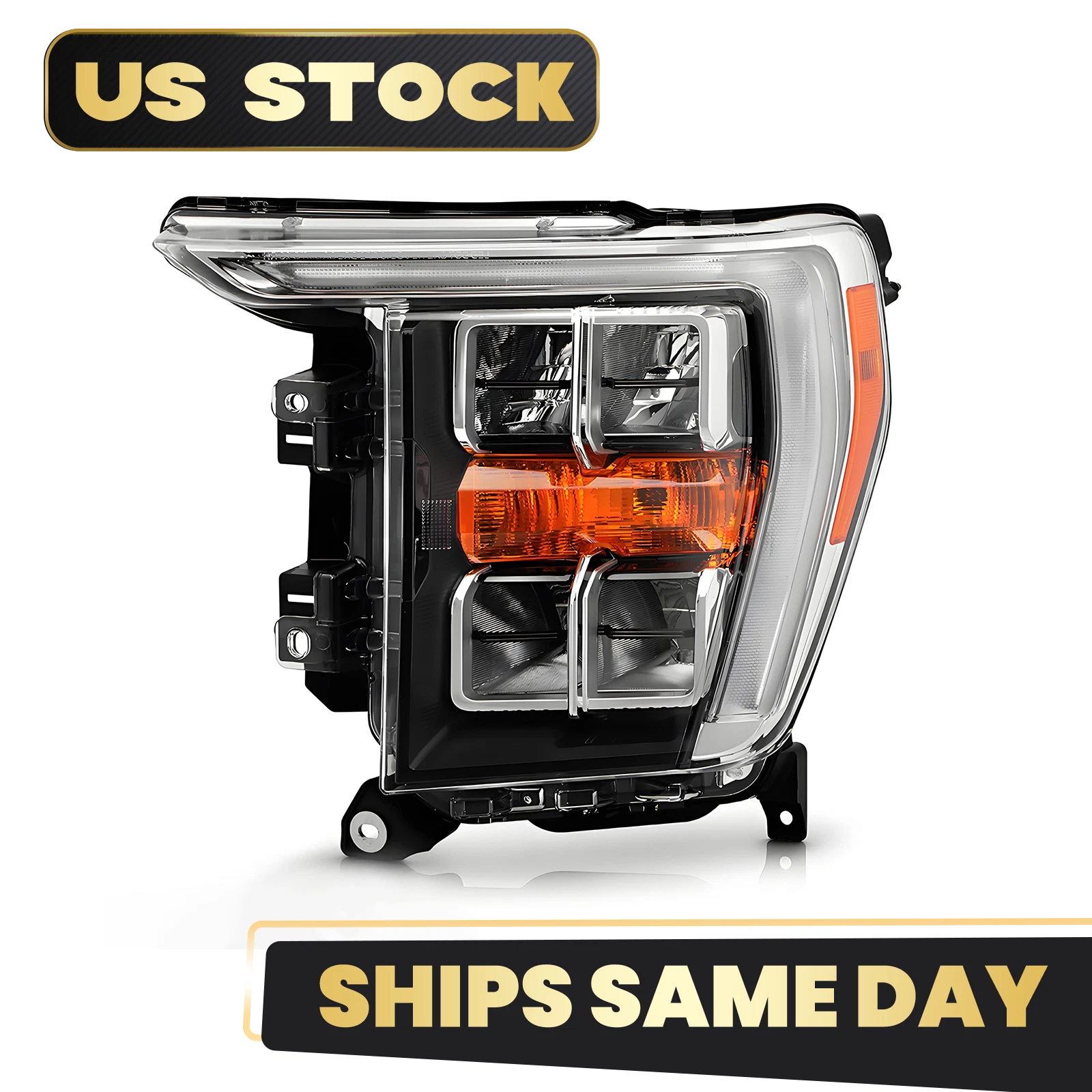 Full LED Headlight for Ford F-150 (2021–2023) Chrome Bezel w/o AFS Driver Side
