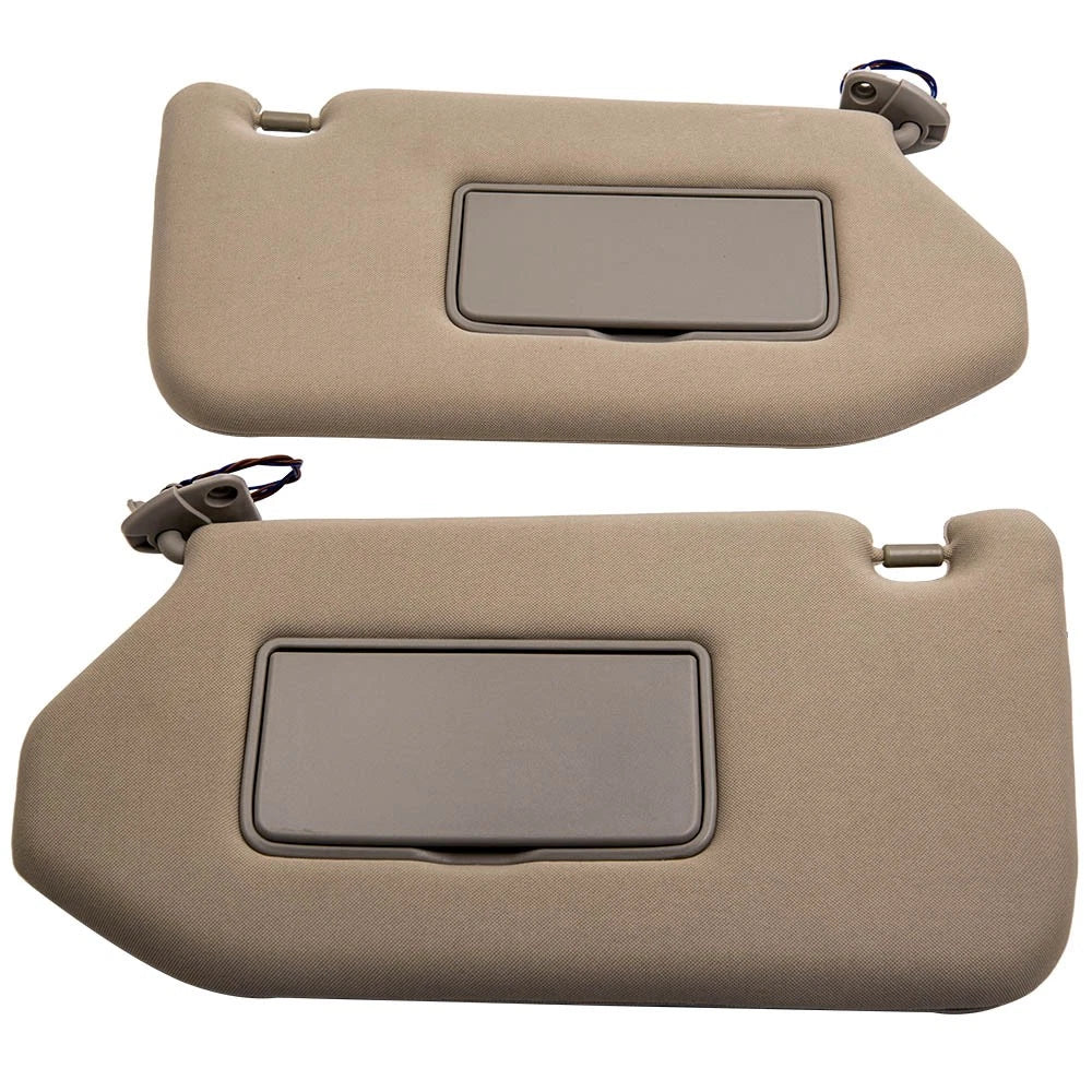 Pair Tan Sun Visors with Lamp for Nissan Pathfinder (2013–2018) & Infiniti QX60 (2014–2017)