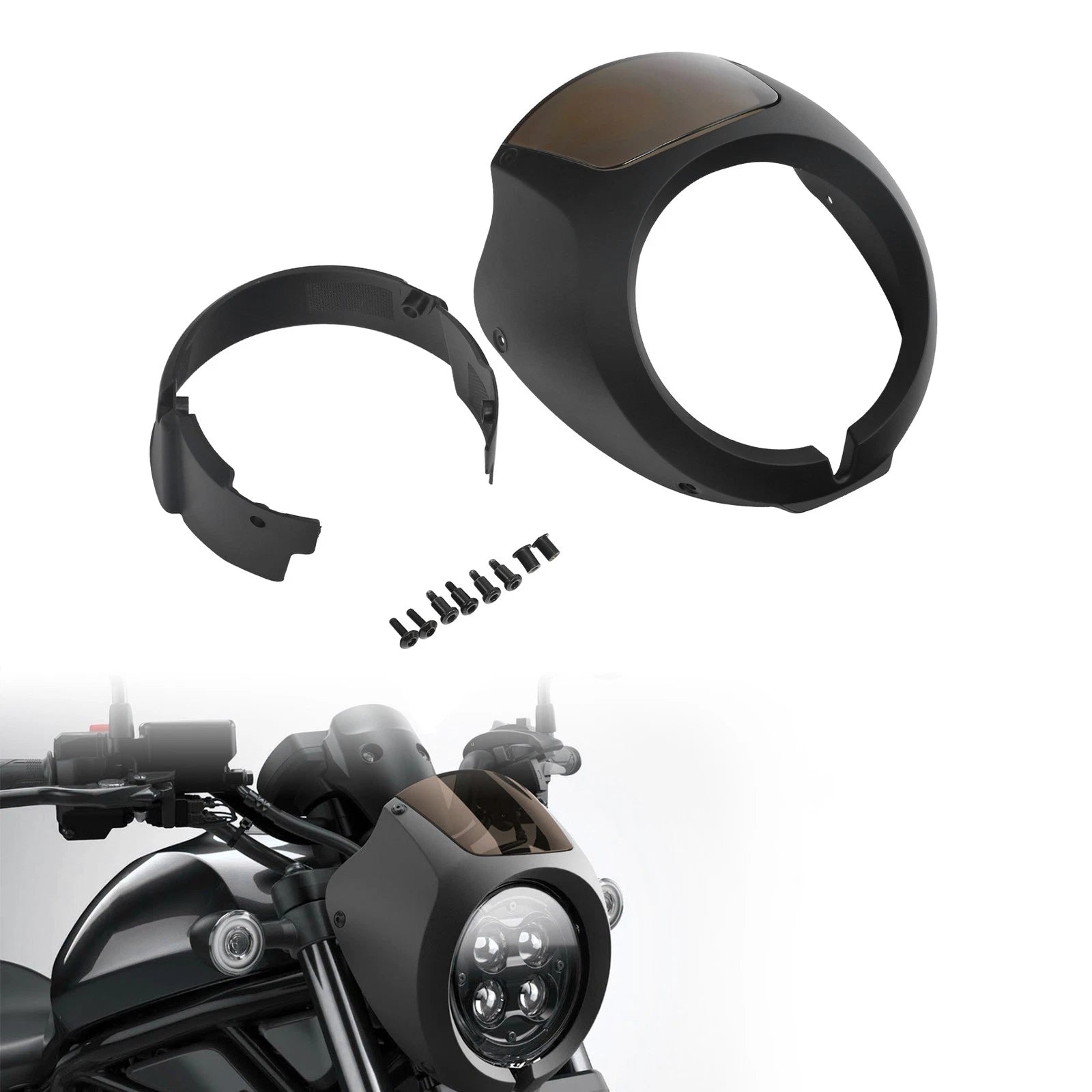 Matte Black Headlight Fairing & Windshield Hardware for Honda Rebel CMX1100 (2021–2023)