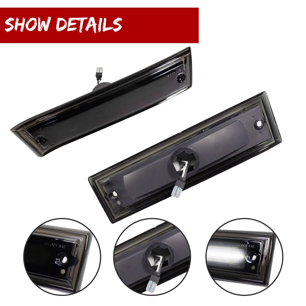Smoke Lens White LED Front Side Marker Light for Chevrolet C10 C20 C30 (1981–1991)