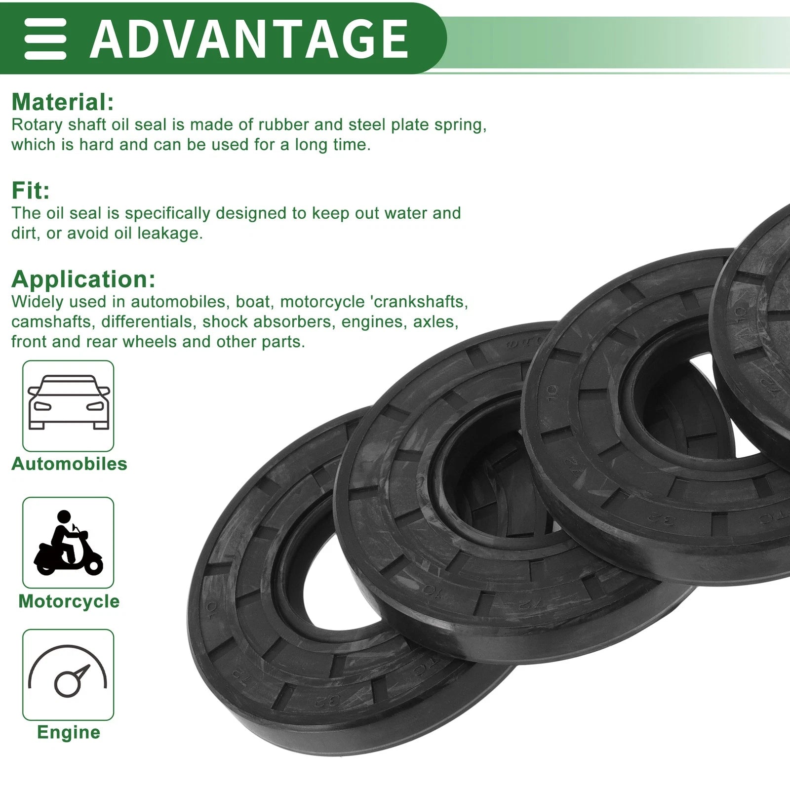 Set of 5 Oil Seal Rotary Shaft Seal NBR Rubber 32x72x10mm