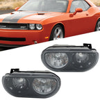 Headlight Assembly for Dodge Challenger (2008–2014) Black Left + Right