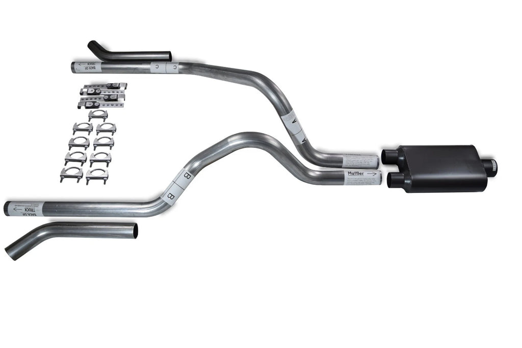 2.5" Dual Exhaust Kit for Dodge Dakota (1997–2005) - 2 Chamber Muffler, Corner Exit