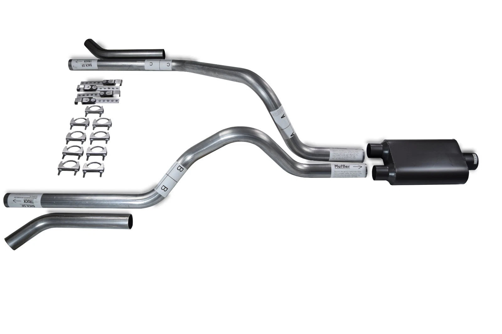 2.5" Dual Exhaust Kit for Dodge Dakota (1997–2005) - 2 Chamber Muffler, Corner Exit