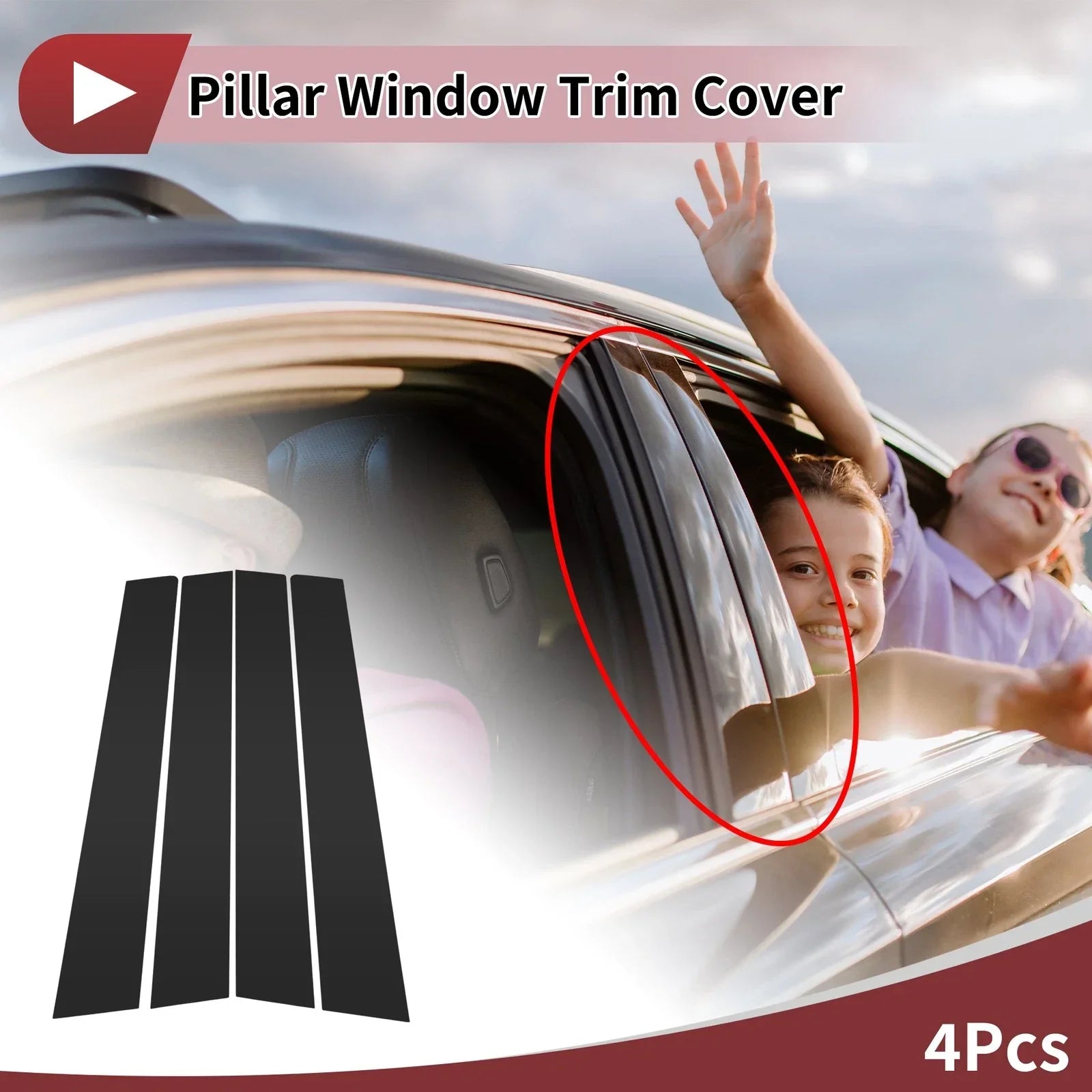 4 Pcs Car Door Pillar Window Trim for Honda City (2003-2008) Black
