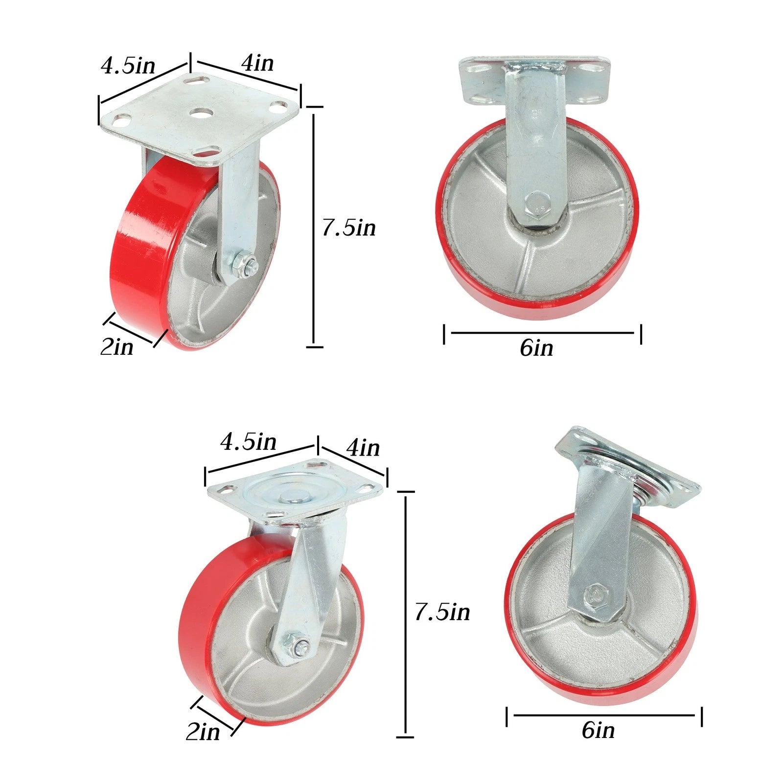 Set of 4 Heavy Duty Casters for Automotive Use