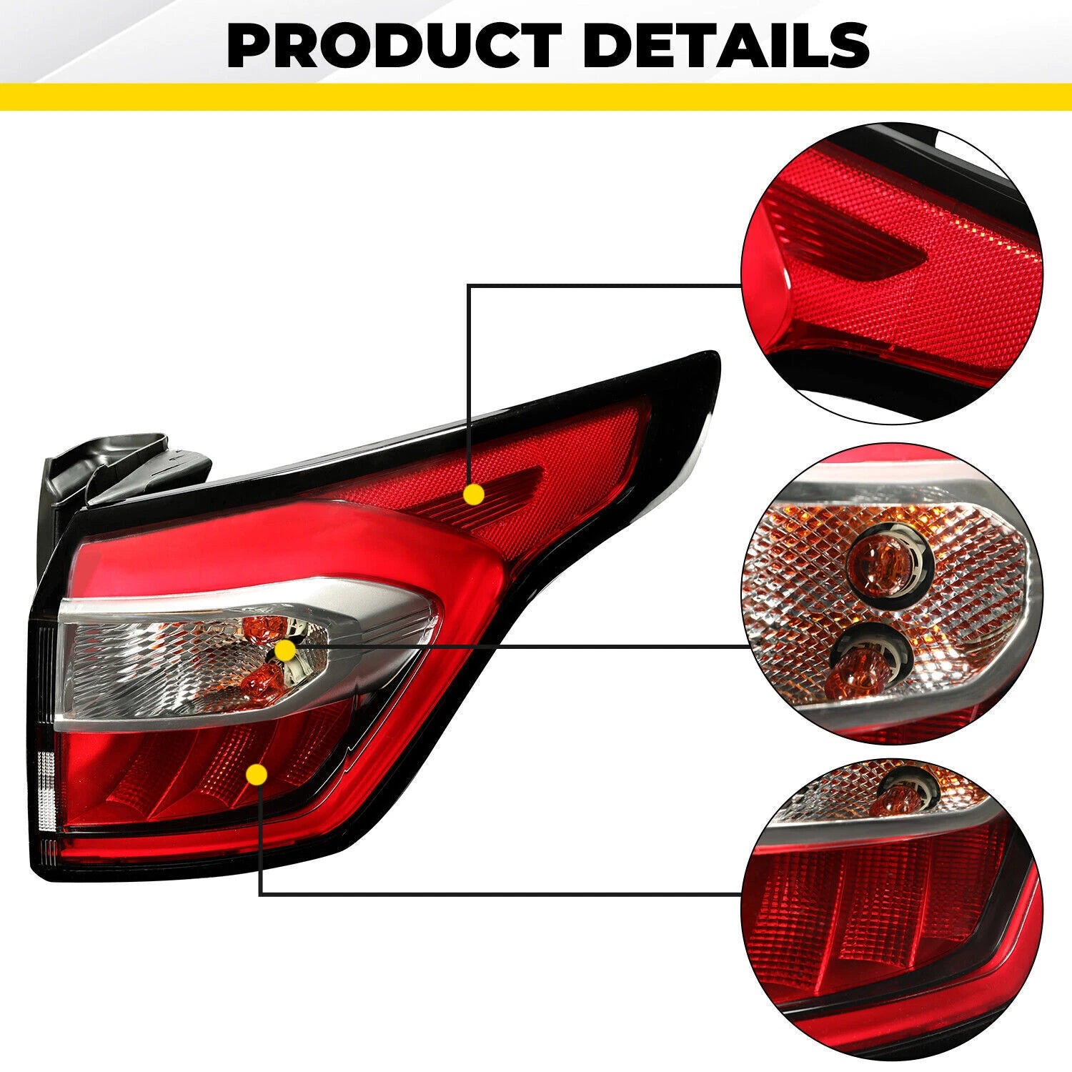 Outer Right Tail Light Brake Lamp for Ford Escape (2017–2019) w/Bulb