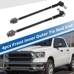 Set of 4 Front Inner Outer Tie Rod End Links for Dodge Ram 1500 (2011–2015)