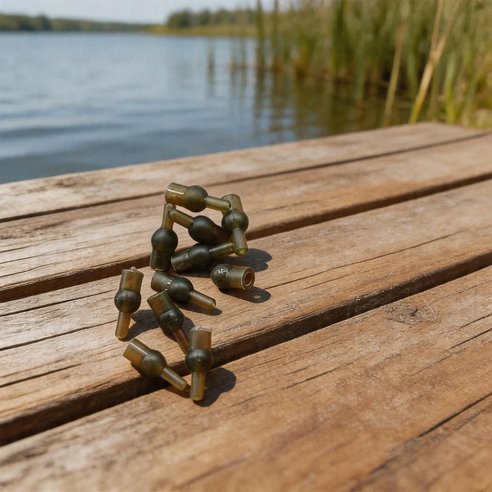 10pcs Green Rubber Tulip Bead for Carp Rig Core Leader and Tube Fit