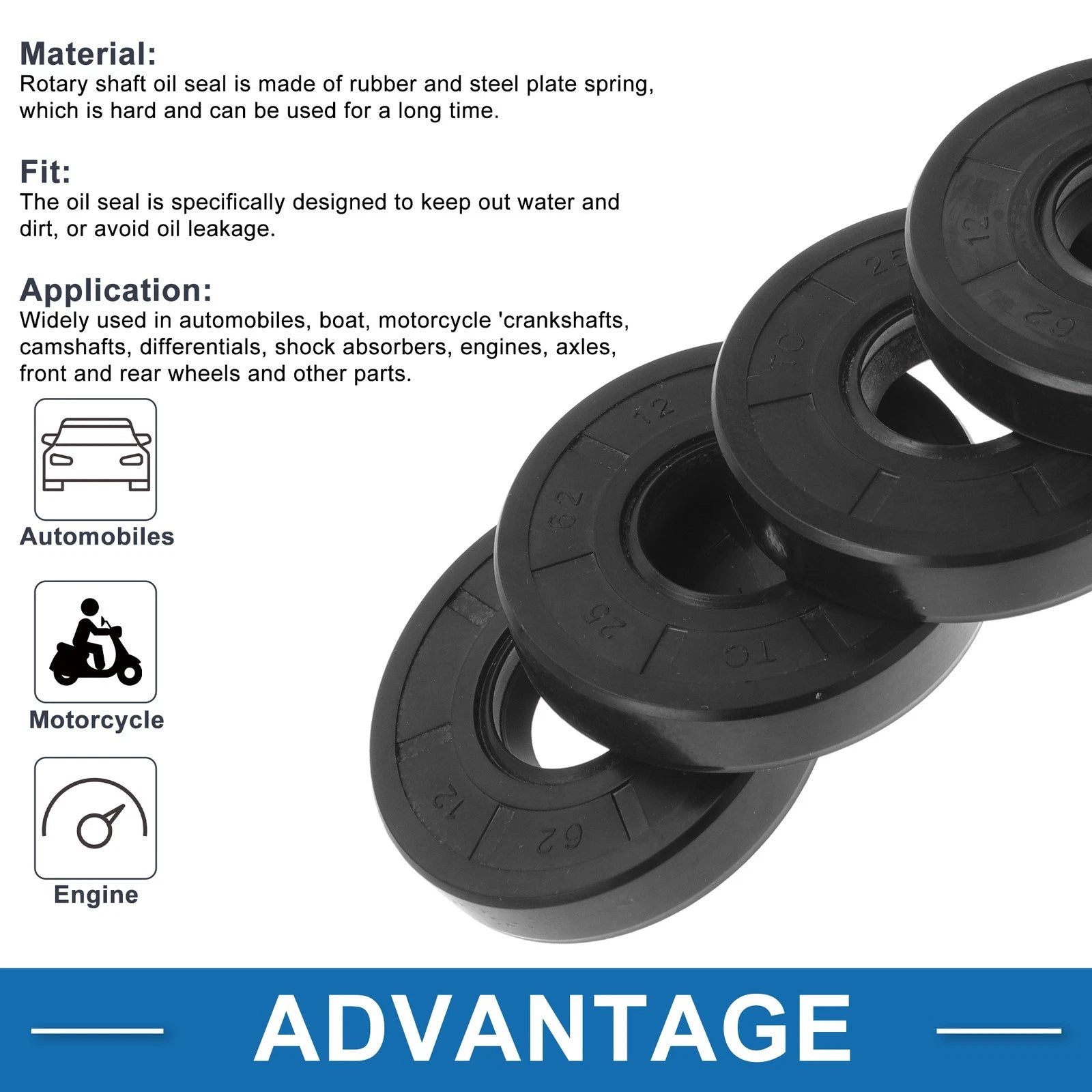 Oil Seal TC Seal Ring  (25x62x12mm, Nitrile Rubber)
