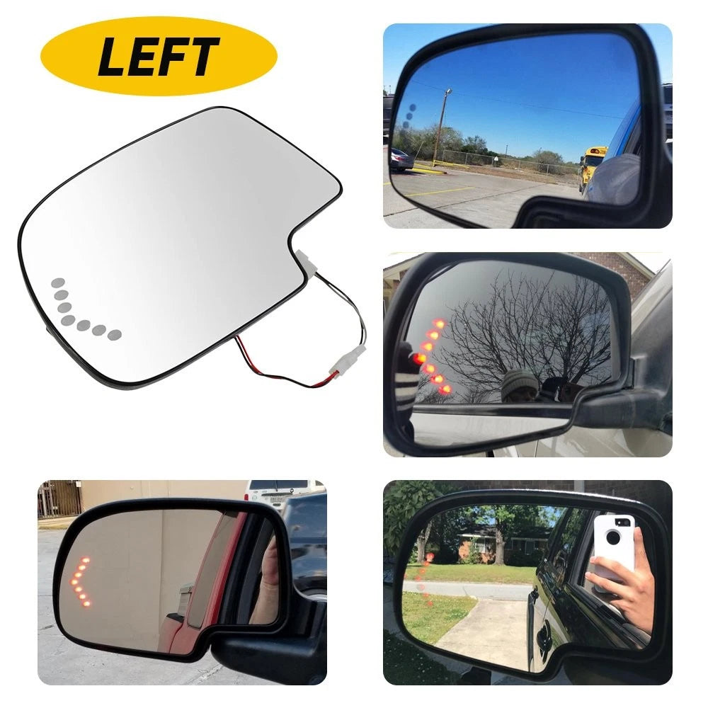 Heated Mirror Glass with Turn Signal for Cadillac Chevy GMC Sierra