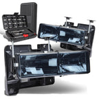 Pair of Smoked Housing Headlight Lamps for Chevy C/K Pickup (1988–1998)