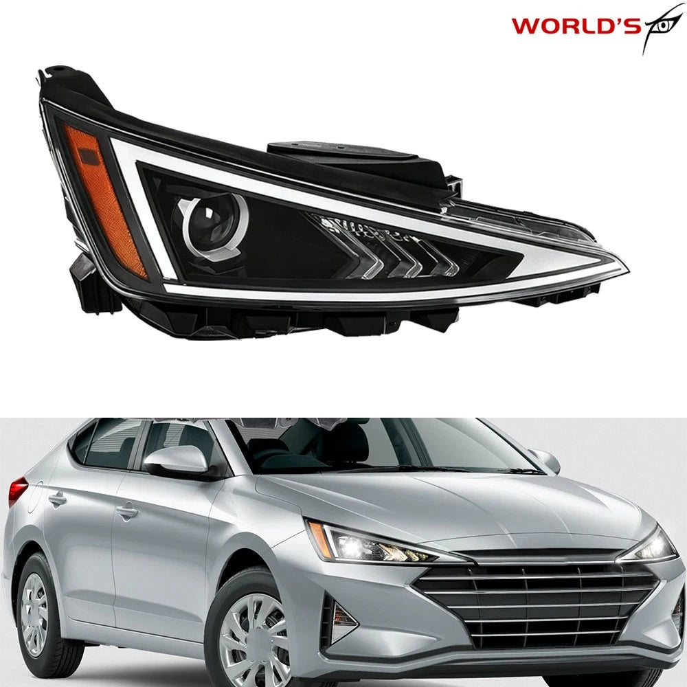 Projector Headlight for Hyundai Elantra (2019–2020) Right Black Housing