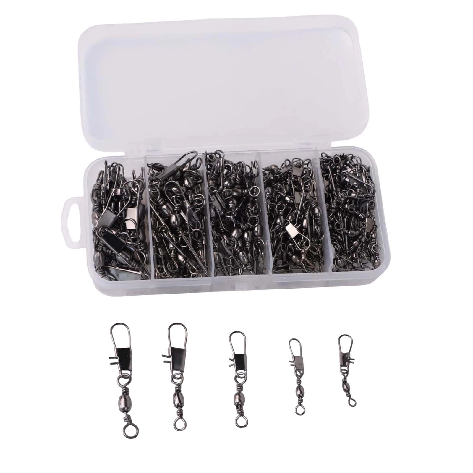 200pcs Fishing Swivels Hook Connectors for Rivers Lakes Marine Use