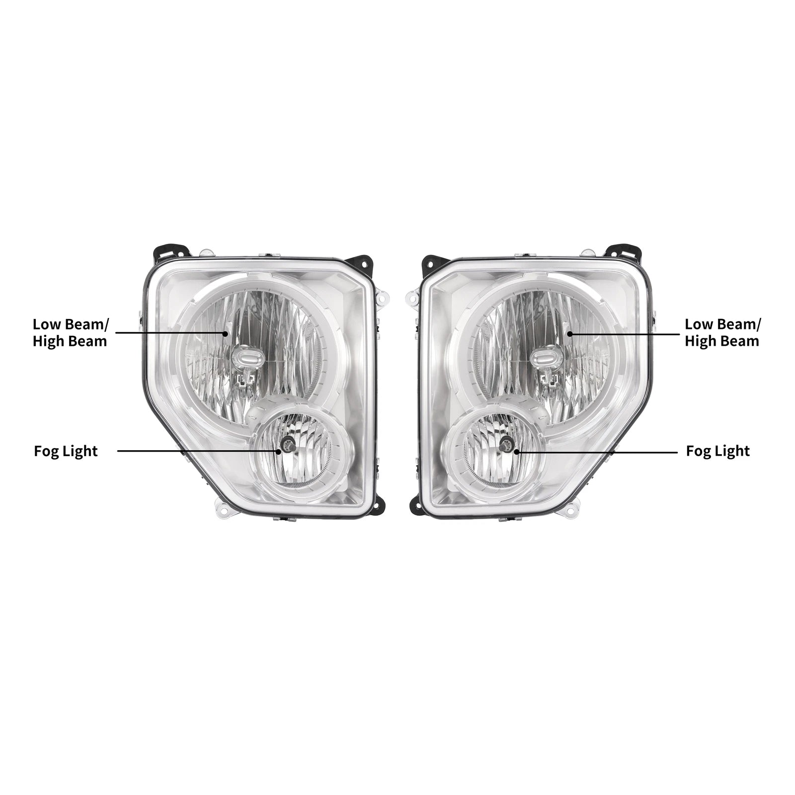 Halogen Headlight Set with Fog Light for Jeep Liberty (2008–2012)