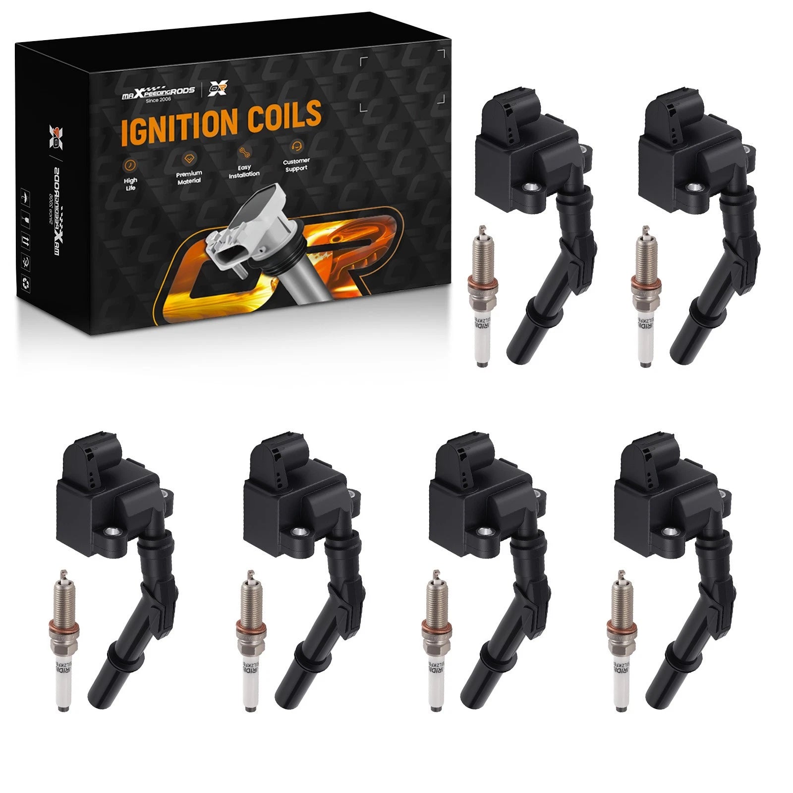 6X Ignition Coil and Spark Plug for Mercedes-Benz E300 E350 E400 (2014–2016)