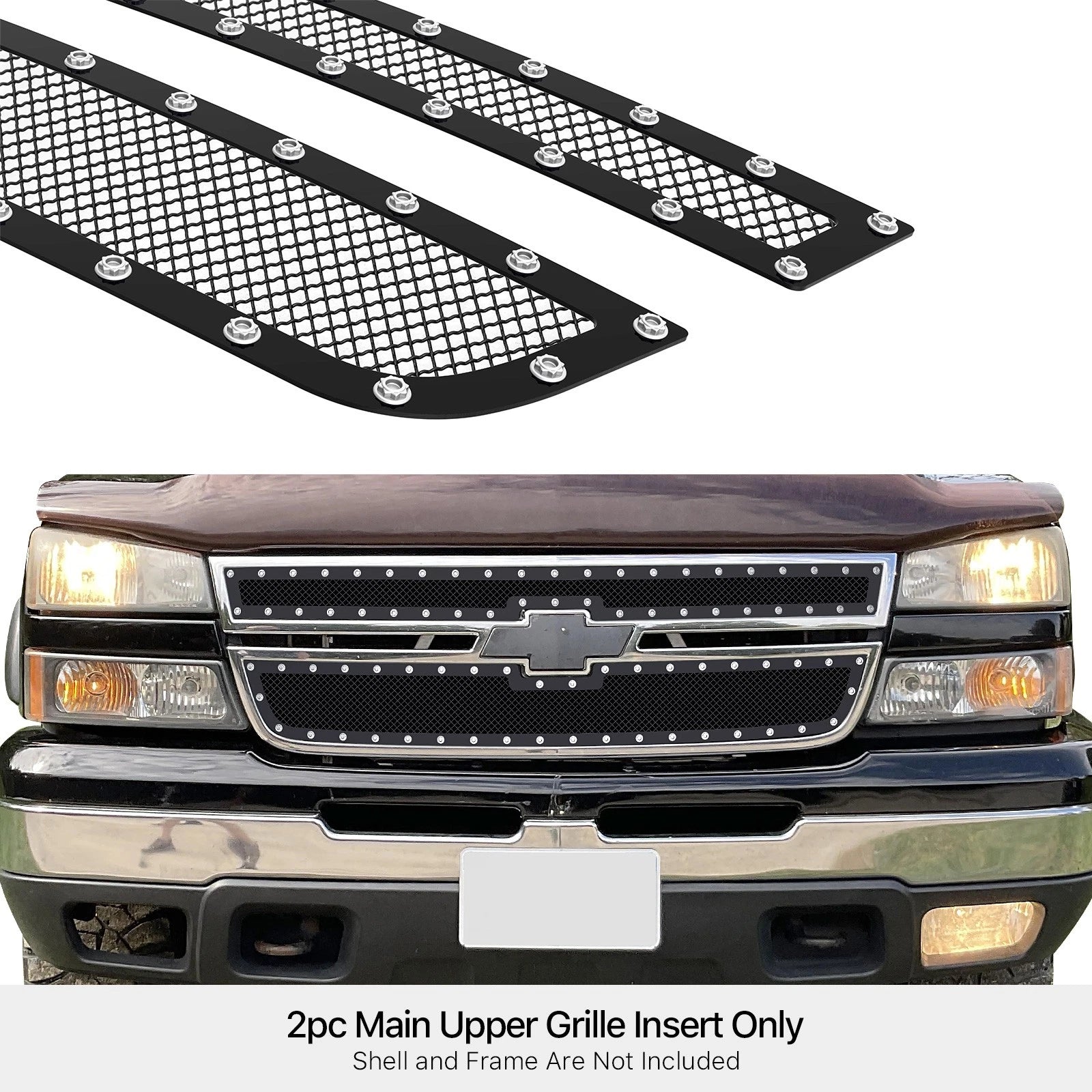 Stainless Black Mesh Rivet Grille for Chevy Silverado 1500/2500/3500 (2006)
