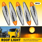 5X Amber Torpedo Cab Marker Lights for Truck (LED, Chrome)