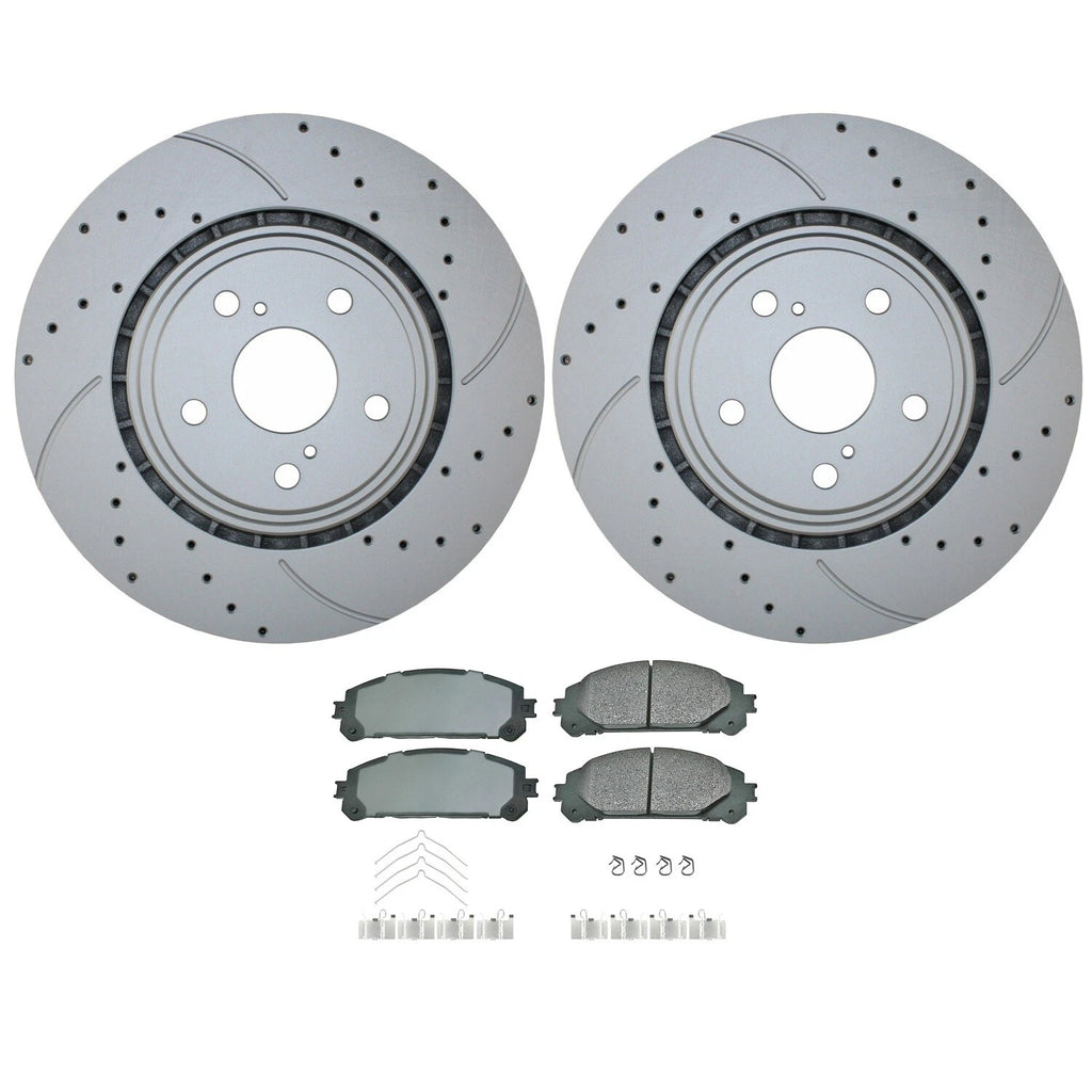 Front Brake Kit 328mm Drilled Rotors Akebono Pads for NX300h (2015–2023)