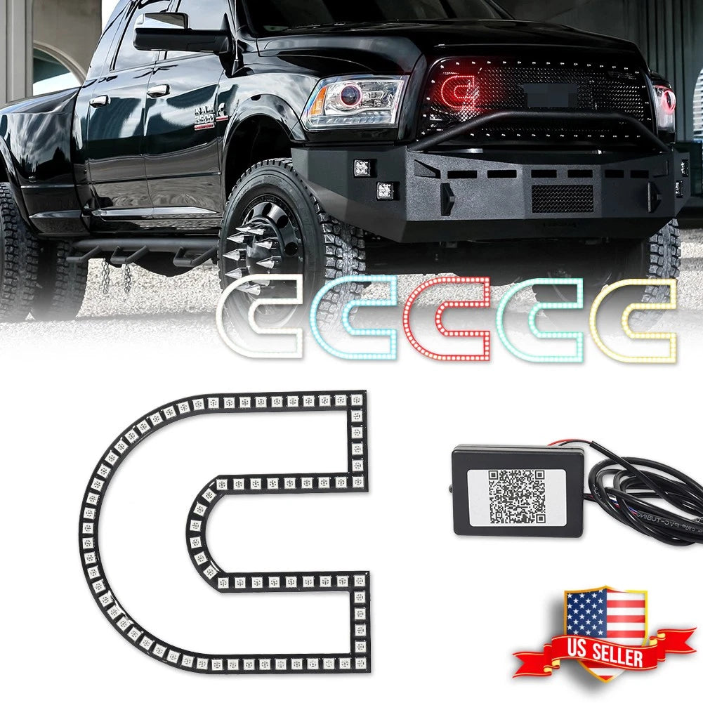 RGB LED Front Grill Emblem Light for Dodge Ram 1500 2500 3500 (2019–2023)
