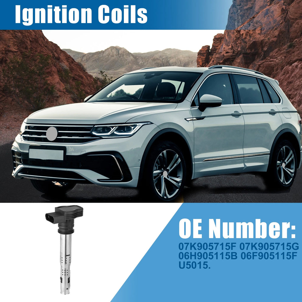 Ignition Coil Set of 2 for VW Audi 1.8L 2.0L 2.0TSI Turbo 2.5L (07K905715F, 07K905715G)