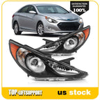 Headlight Assembly Pair for Hyundai Sonata (2011–2014) Clear Lens
