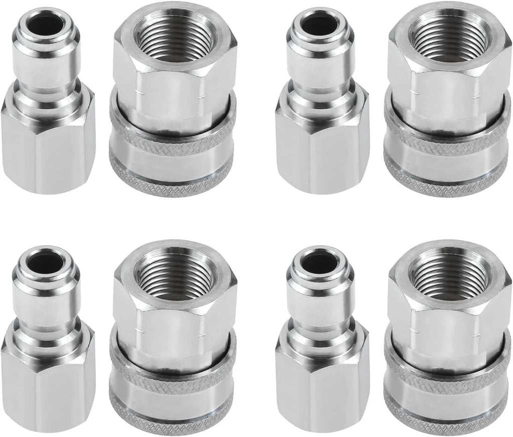 Set of 4 NPT 3/8 Inch Stainless Steel Quick Connectors for Automotive