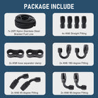 AN6 Stainless Steel Nylon Braided Oil Fuel Hose Line Kit for Universal (20FT)
