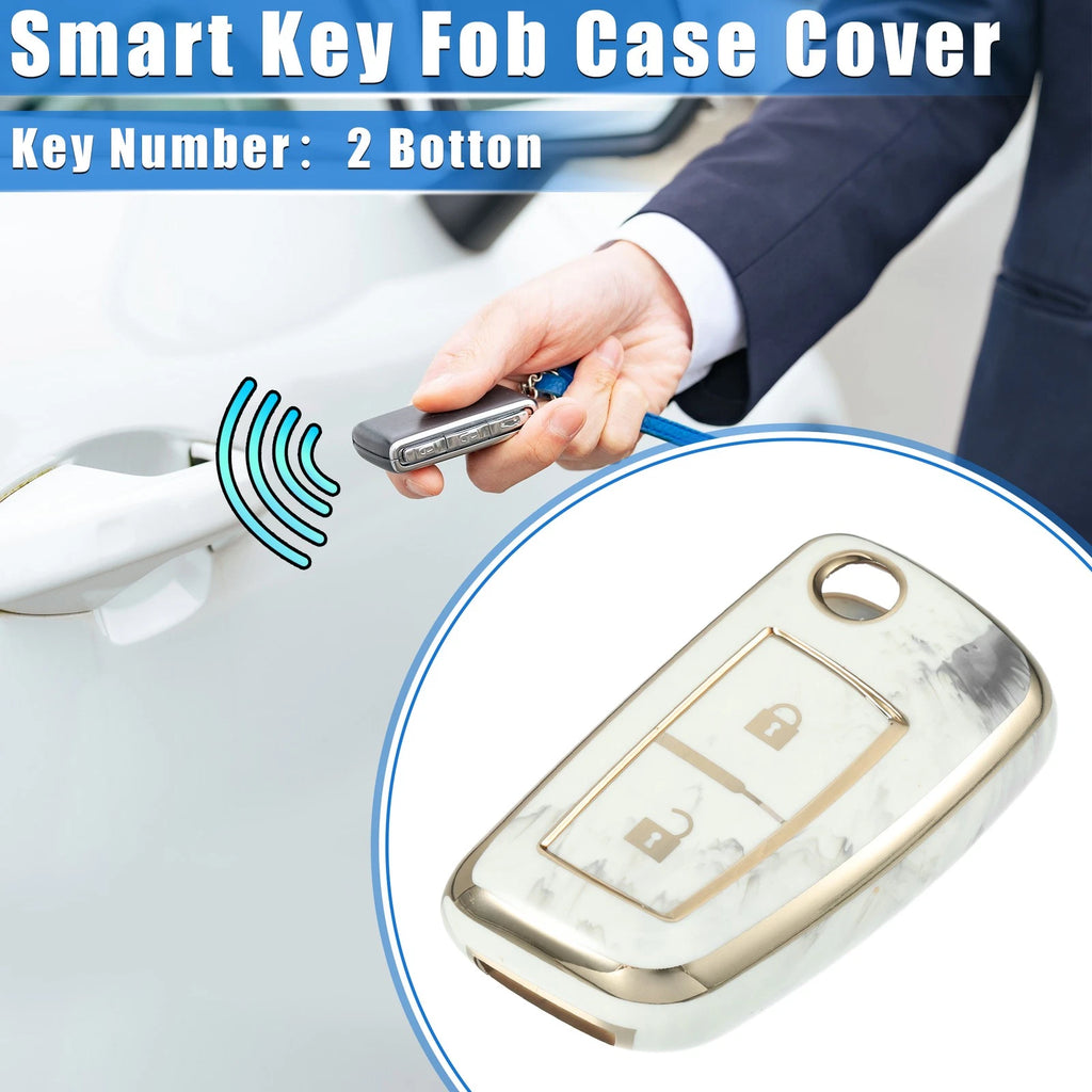 2X Smart Key Fob Case Cover for Nissan Rogue Frontier (2014–2023) TPU Gray