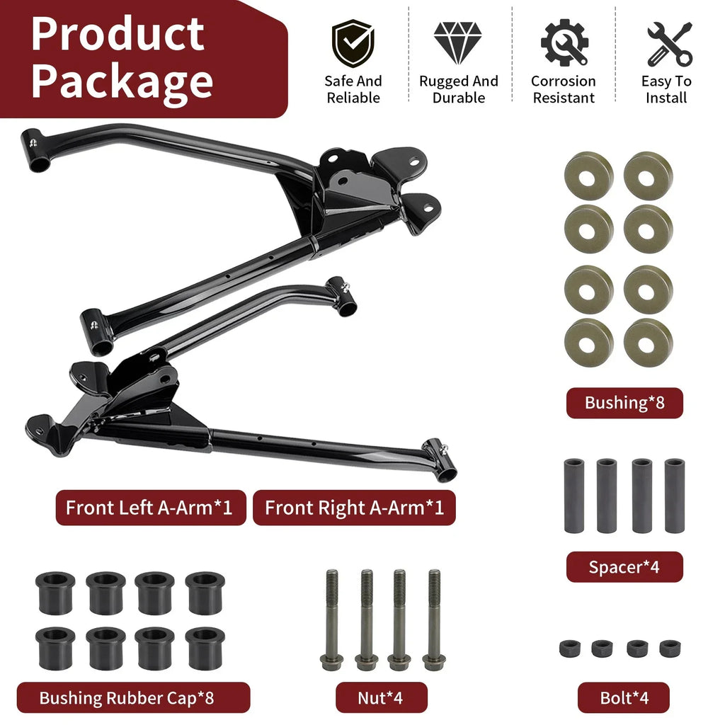 Front Left/Right Control Arm & Cap Kit for Polaris RZR (2009–2021)
