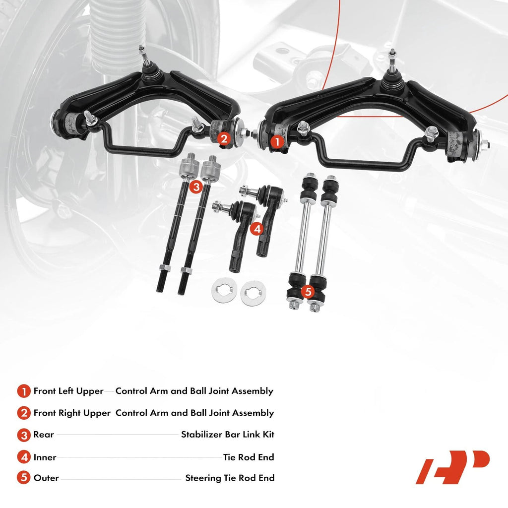 8x Front Upper Control Arm Sway Bar Tie Rod for Ford Explorer (2002-2003)
